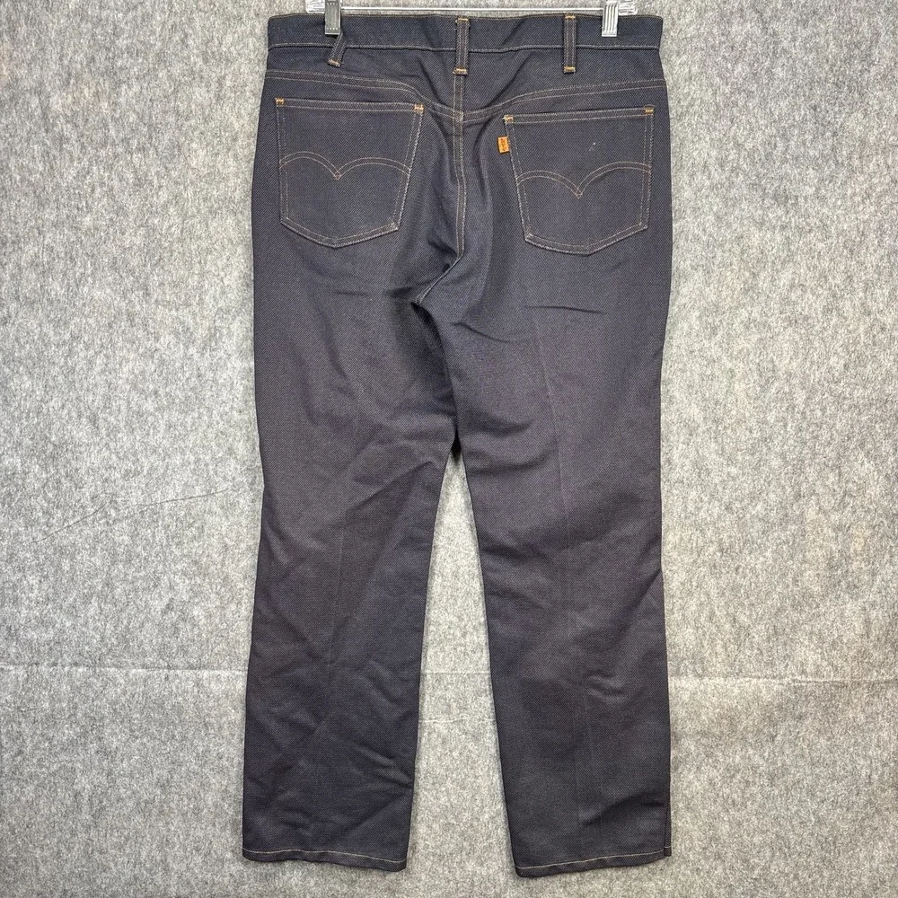 Vintage Levis 517 1970s 32x29 Orange Tab Polyester Boot Flare USA Blue Stretch